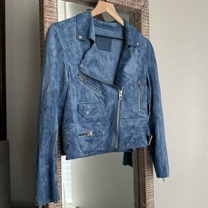 Anthropologie Blank NYC Faux Suede Women's Moto Jacket in Blue